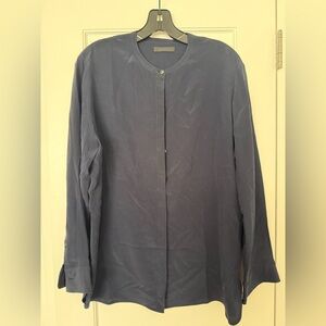 The Row Navy Button Up Blouse